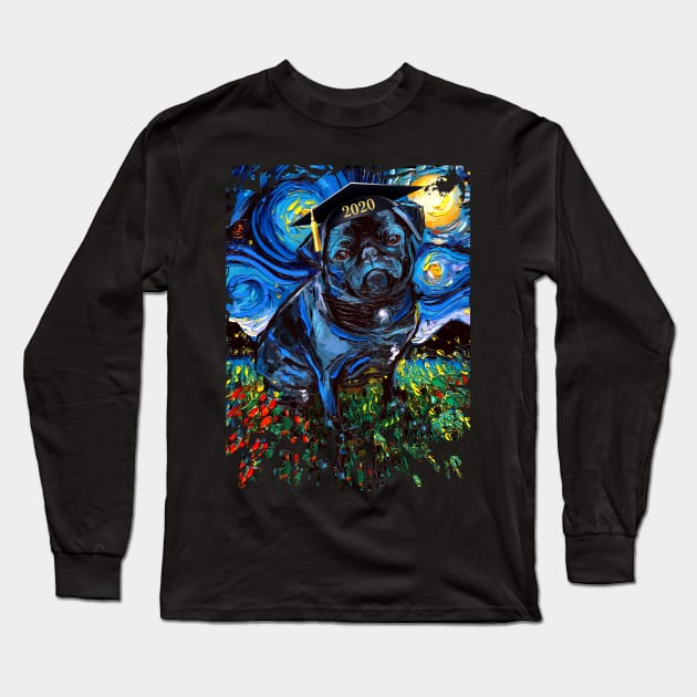 Black Pug Night 2020 Graduation (splash version) Long Sleeve T-Shirt by sagittariusgallery